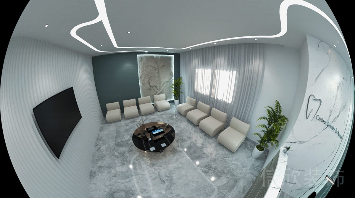 魚眼全景候診區(qū)域大理石l型沙發(fā)設(shè)計