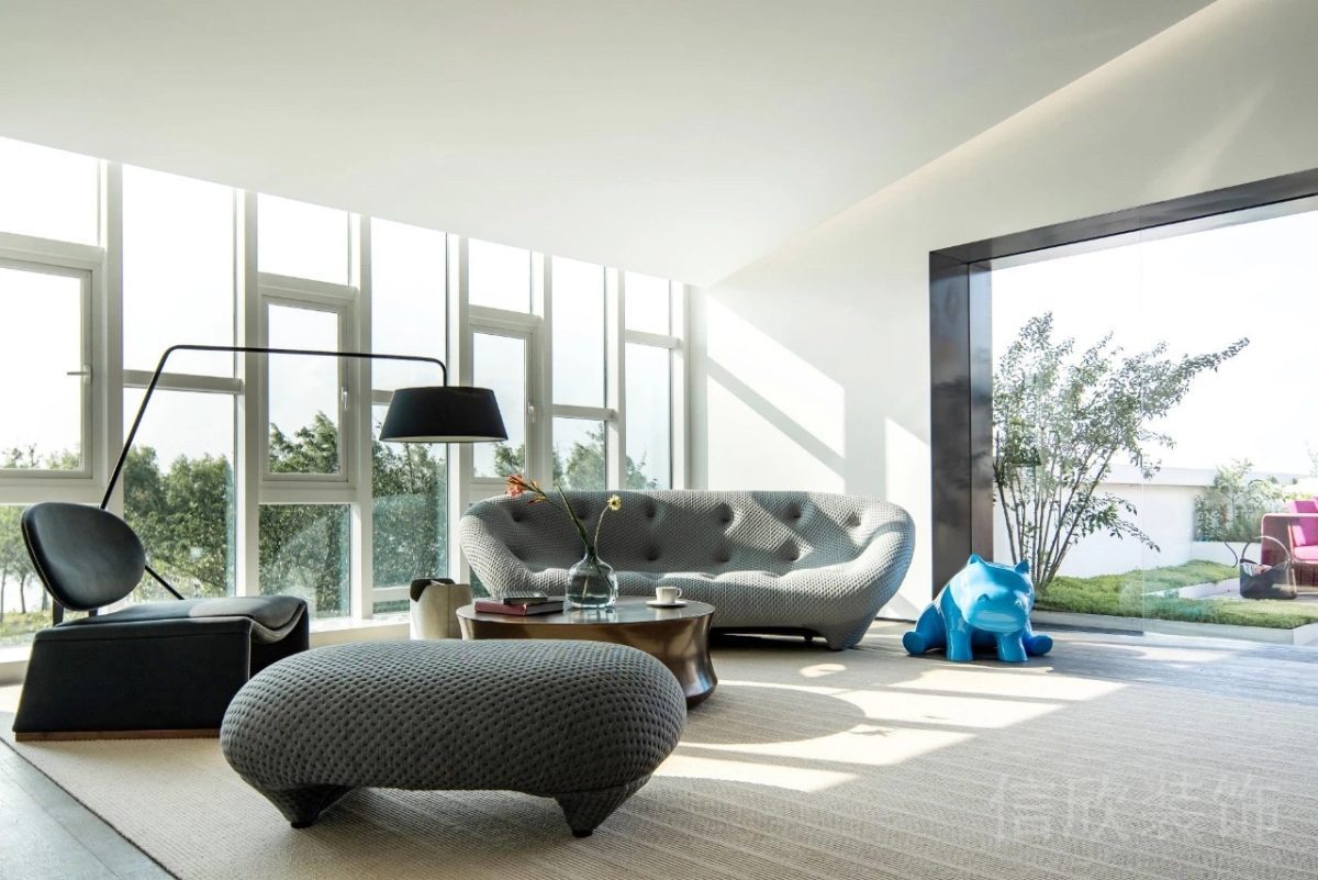 總裁辦公室洽談室創(chuàng)意布藝沙發(fā)效果圖