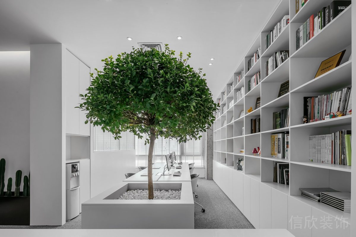 白色簡約風(fēng)格辦公室辦公區(qū)柜體裝修設(shè)計(jì)