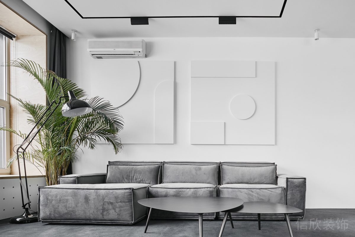 絨面布藝沙發(fā)自然簡約風會客室辦公室裝修設計