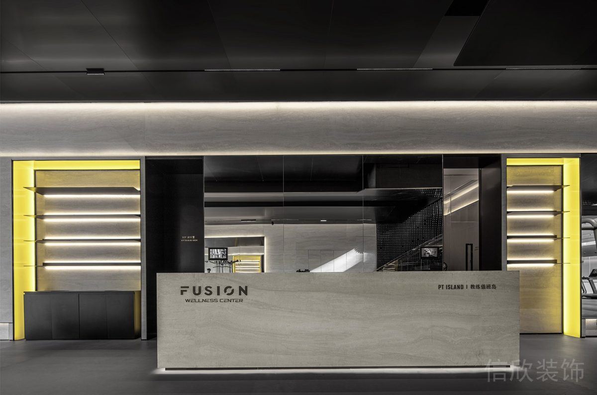 大理石前臺(tái)搭配燈帶設(shè)計(jì)