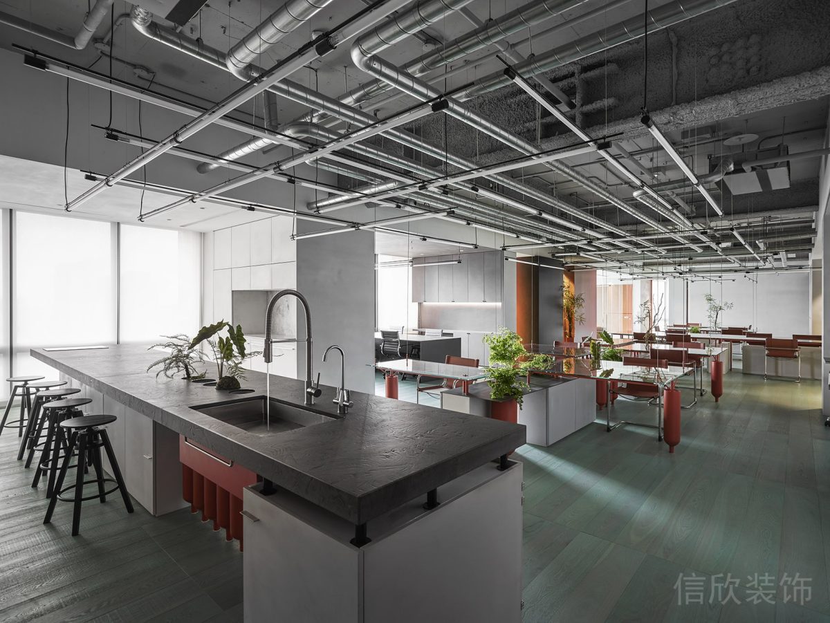 工業(yè)風辦公空間水吧臺裝修設計