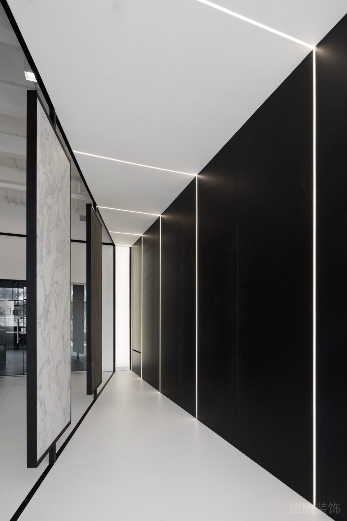 黑白灰簡(jiǎn)約風(fēng)瓷磚展廳過(guò)道裝修設(shè)計(jì)
