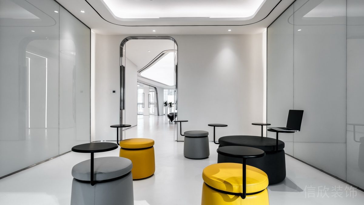 黑白極簡風(fēng)辦公空間休閑區(qū)裝修設(shè)計