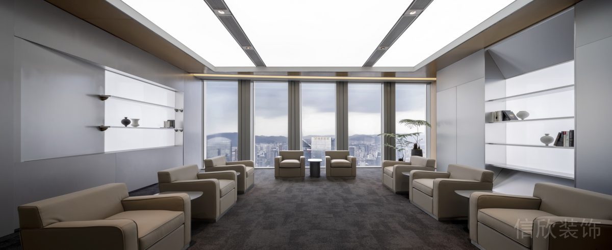 環(huán)繞式領導會客區(qū)辦公室休息區(qū)裝修設計