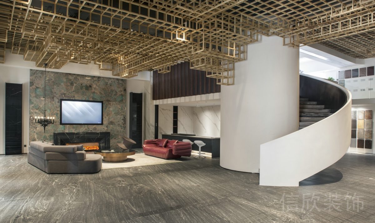 鎏金金屬幾何天花設(shè)計(jì)古典輕奢風(fēng)大廳休息區(qū)辦公室