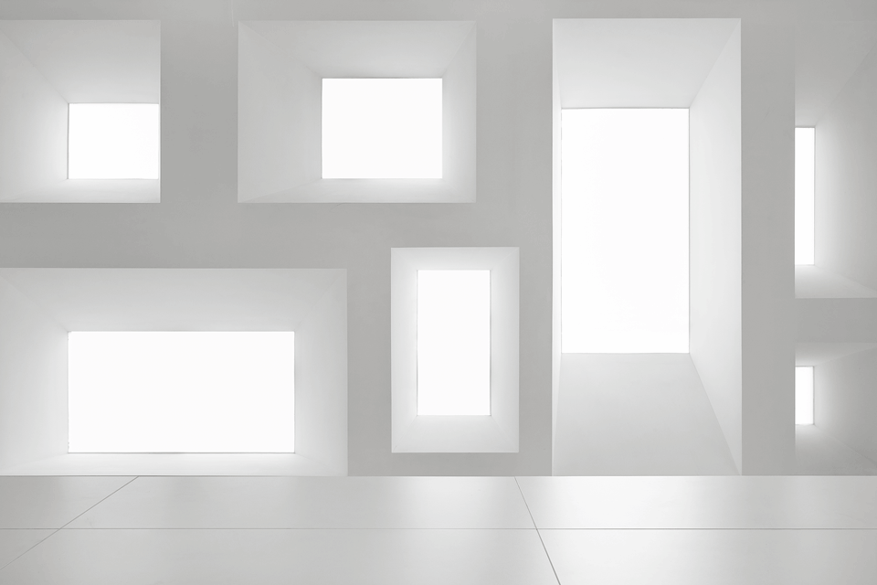 鏤空墻體設計純白辦公室智能調(diào)節(jié)效果圖