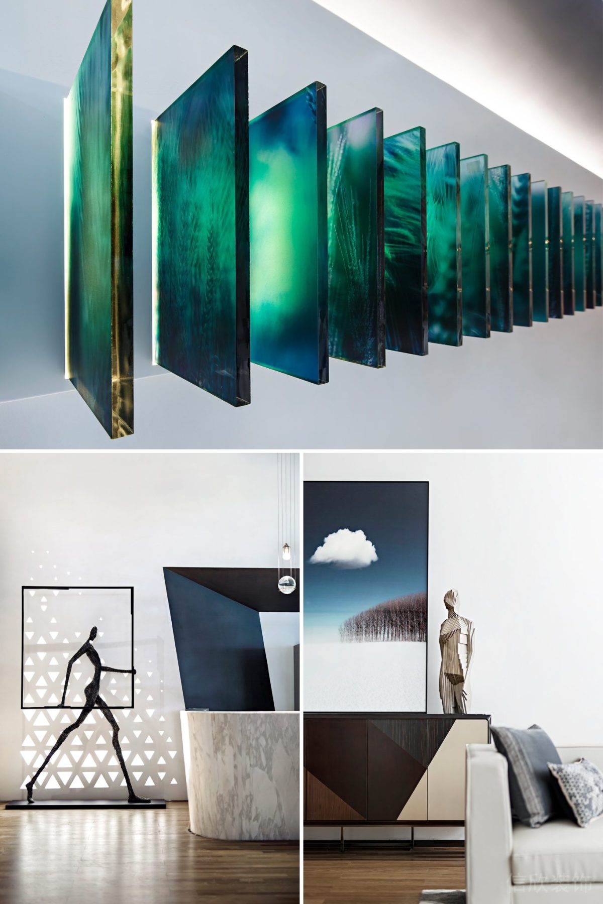 墻體裝修設(shè)計辦公室玻璃金屬藝術(shù)品