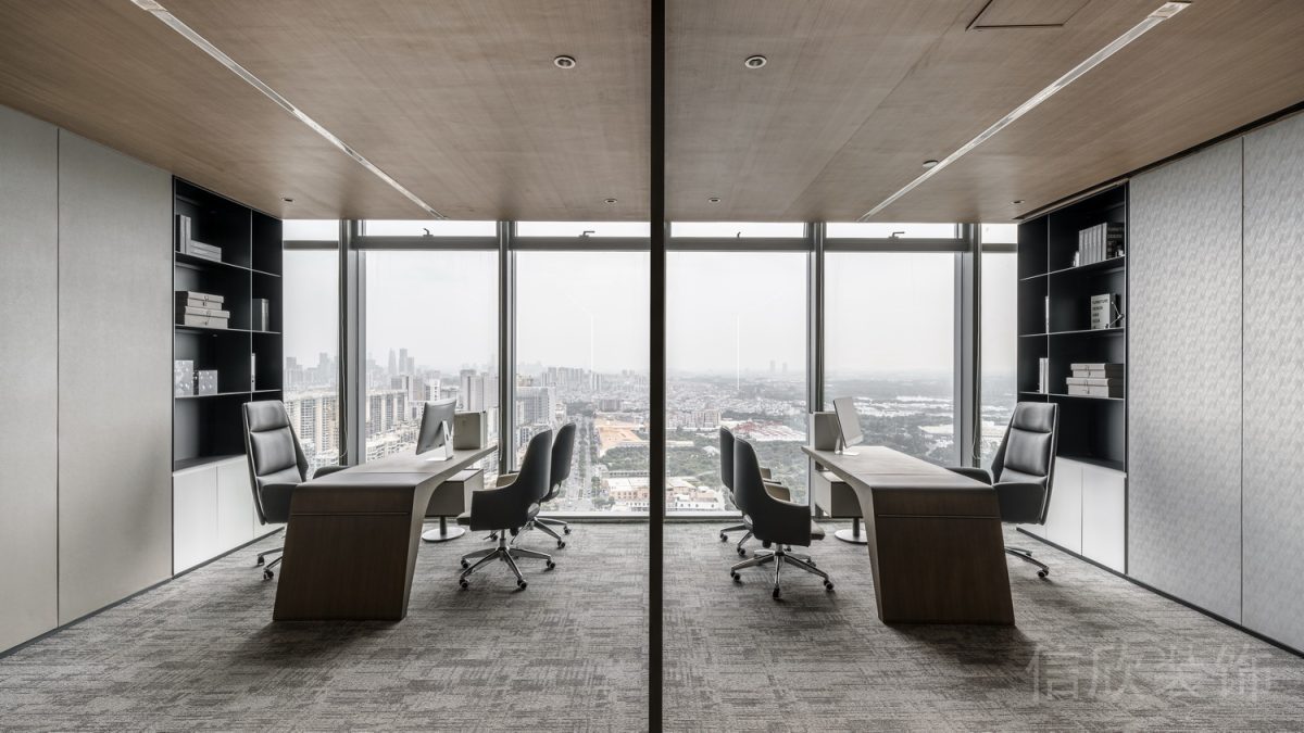 現(xiàn)代簡(jiǎn)約風(fēng)l型原木辦公桌效果圖