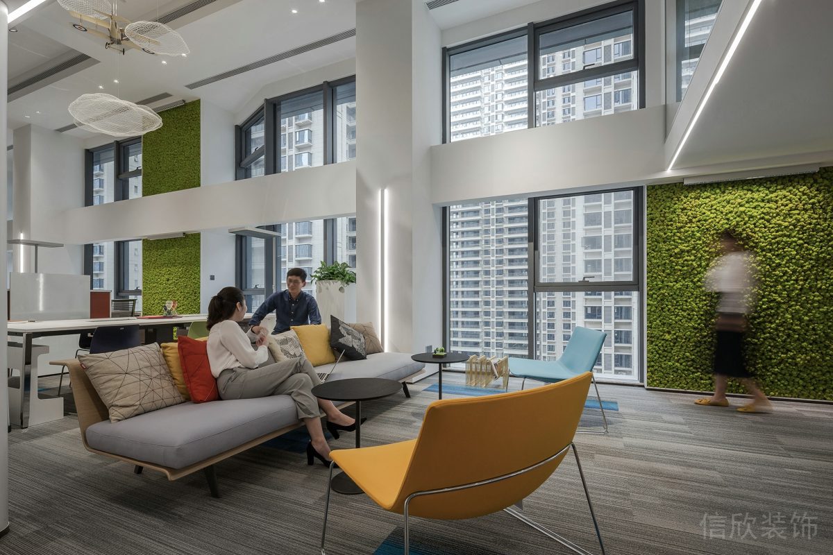 休息區(qū)裝修設(shè)計辦公室彩色舒適沙發(fā)