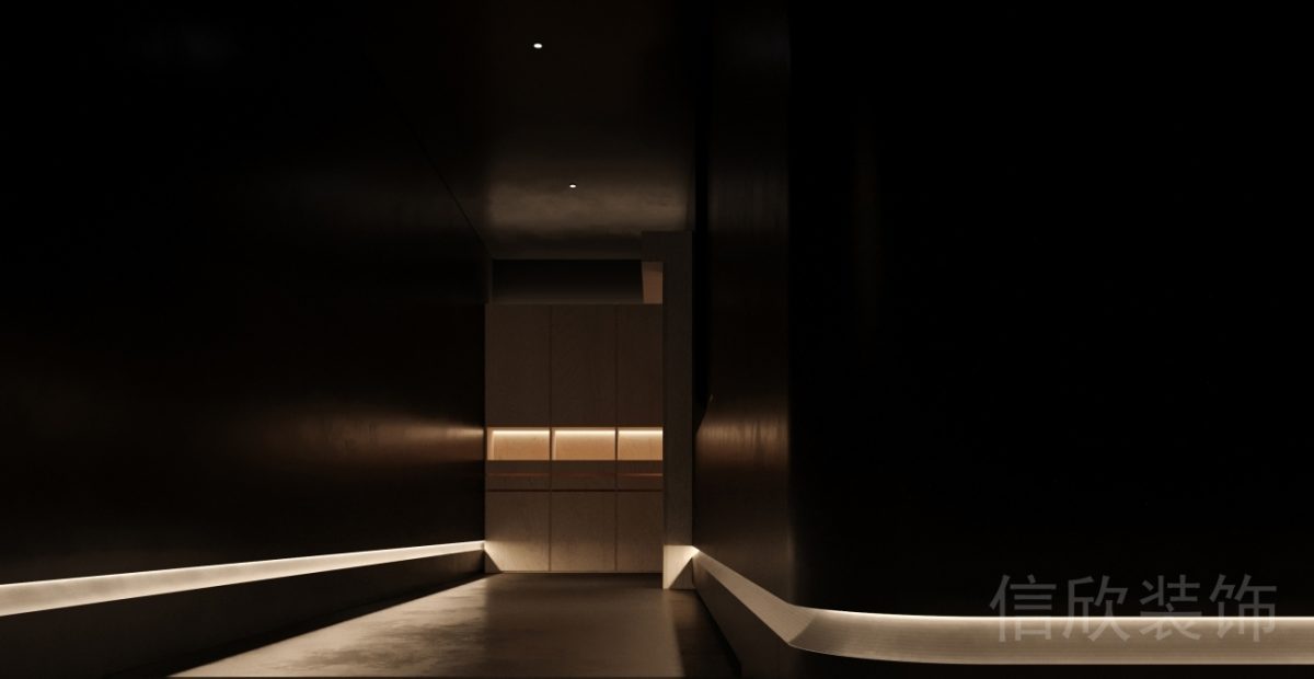 瑜伽機(jī)構(gòu)暗色燈帶引導(dǎo)指向暖燈過道裝修效果