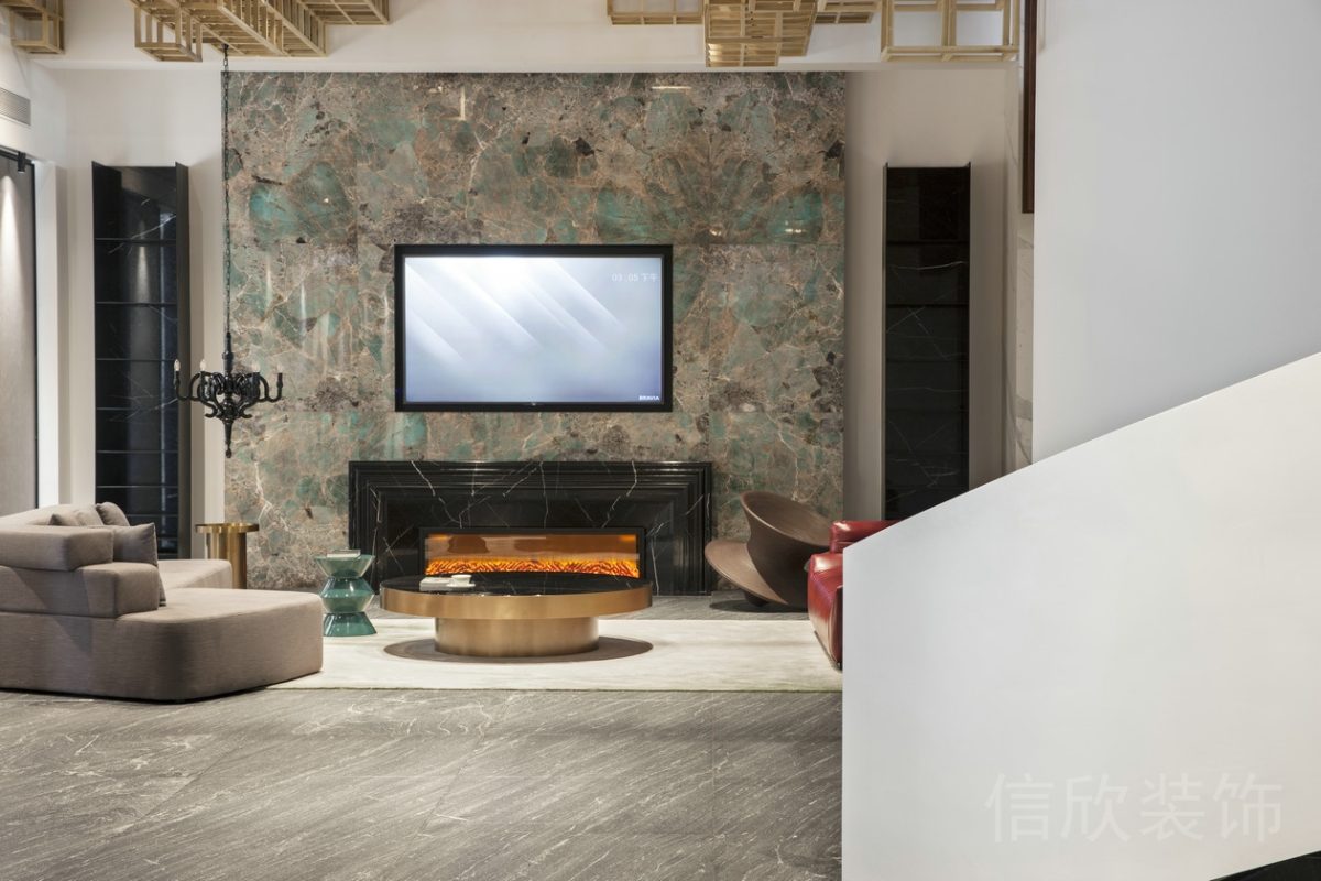 藝術(shù)大理石內(nèi)嵌觀影休息區(qū)辦公室裝修設(shè)計(jì)