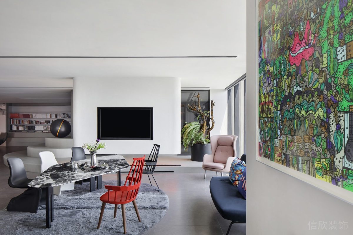 壁掛式藝術(shù)畫設(shè)計內(nèi)嵌式電視機裝修反絨皮地毯辦公室員工休息區(qū)設(shè)計圖