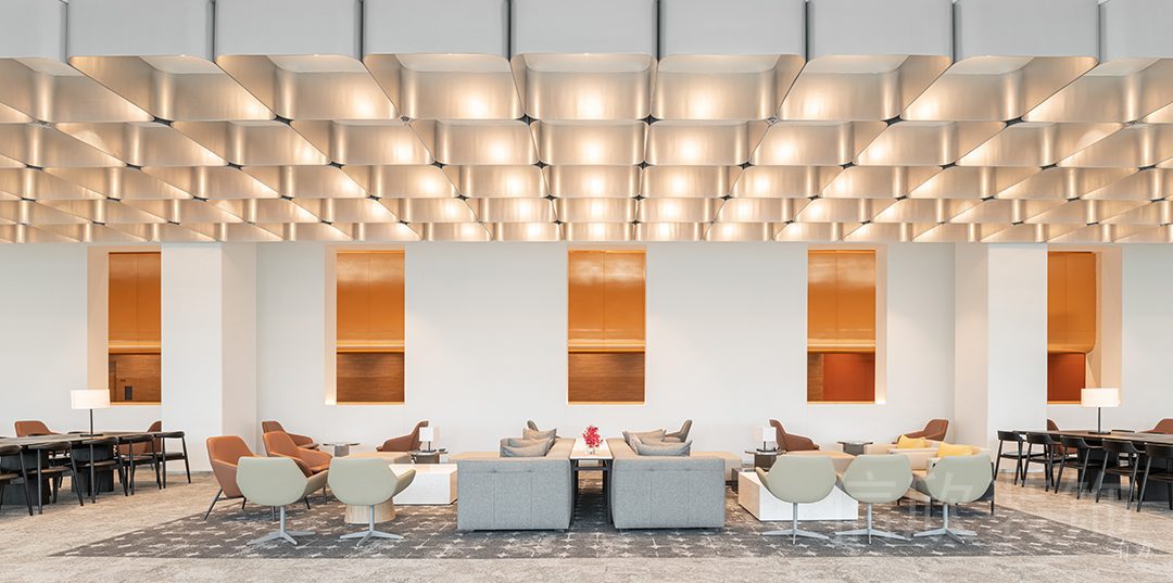 橙色設(shè)計(jì)鏤空墻體設(shè)計(jì)天花燈飾效果圖會(huì)議室沙發(fā)設(shè)計(jì)圖