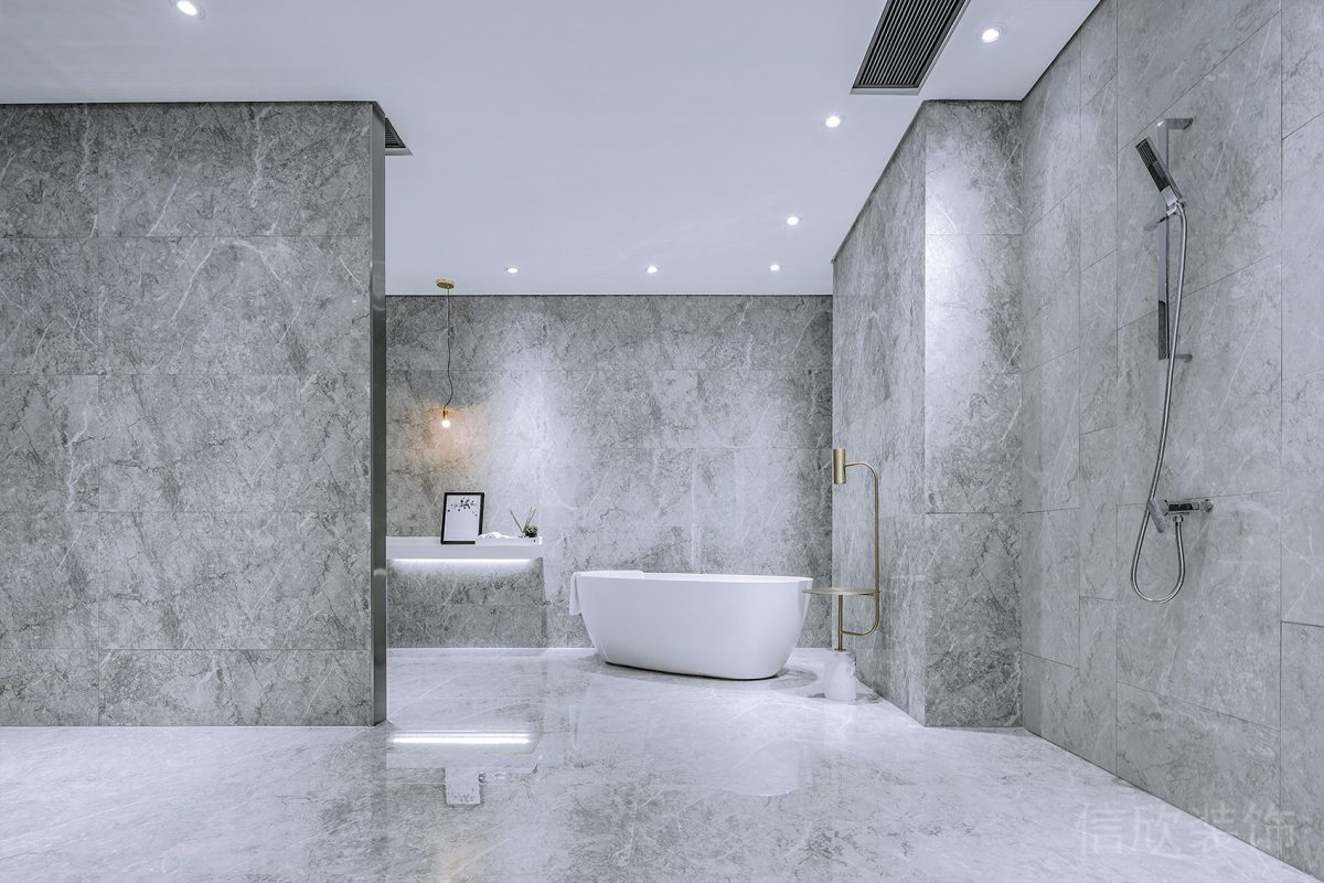 大理石通體設(shè)計(jì)效果圖浴缸瓷磚效果簡約風(fēng)輕奢風(fēng)辦公室設(shè)計(jì)圖