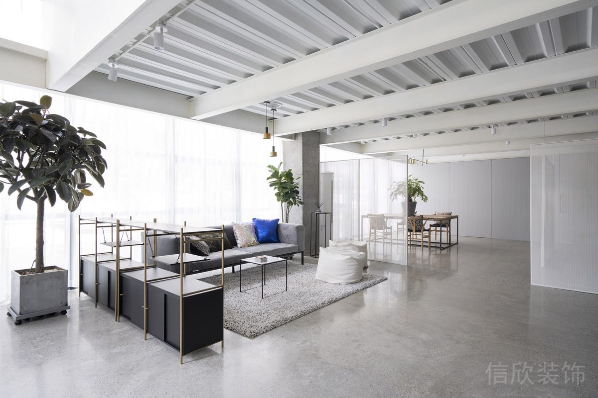 大廳裝修效果圖天花設(shè)計(jì)射燈效果金屬漸變墻體隔斷效果金屬邊框辦公室