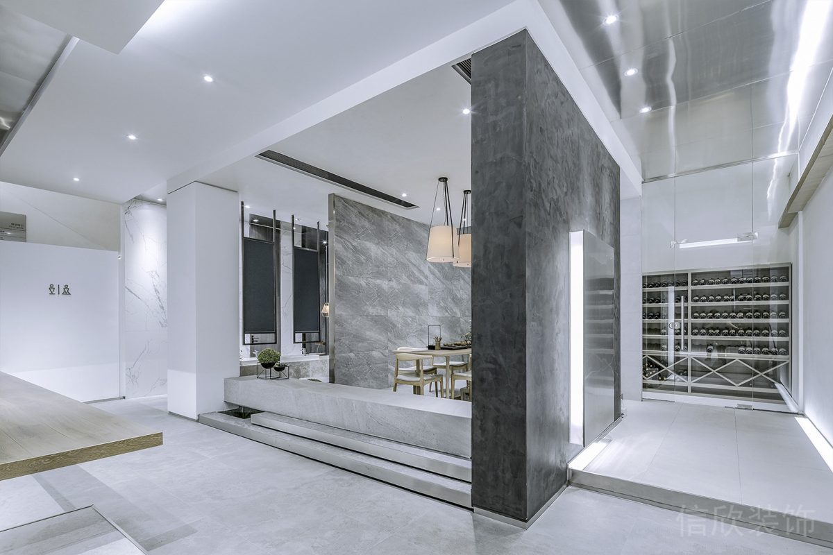 過道設(shè)計地臺木質(zhì)簡約風辦公室效果圖