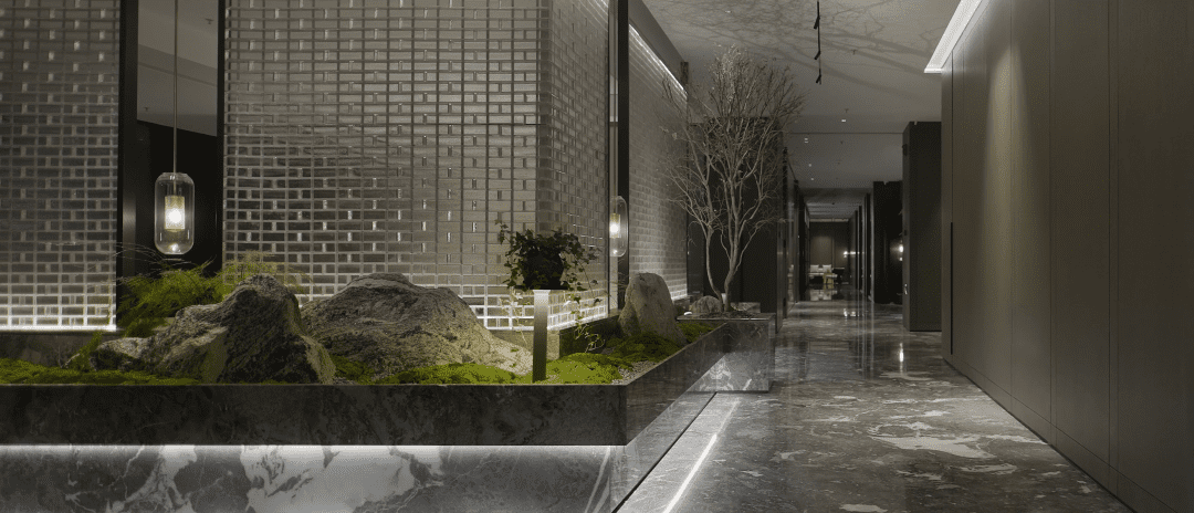 環(huán)形裝修綠化設(shè)計(jì)瓷磚效果辦公室鏤空隔斷效果圖