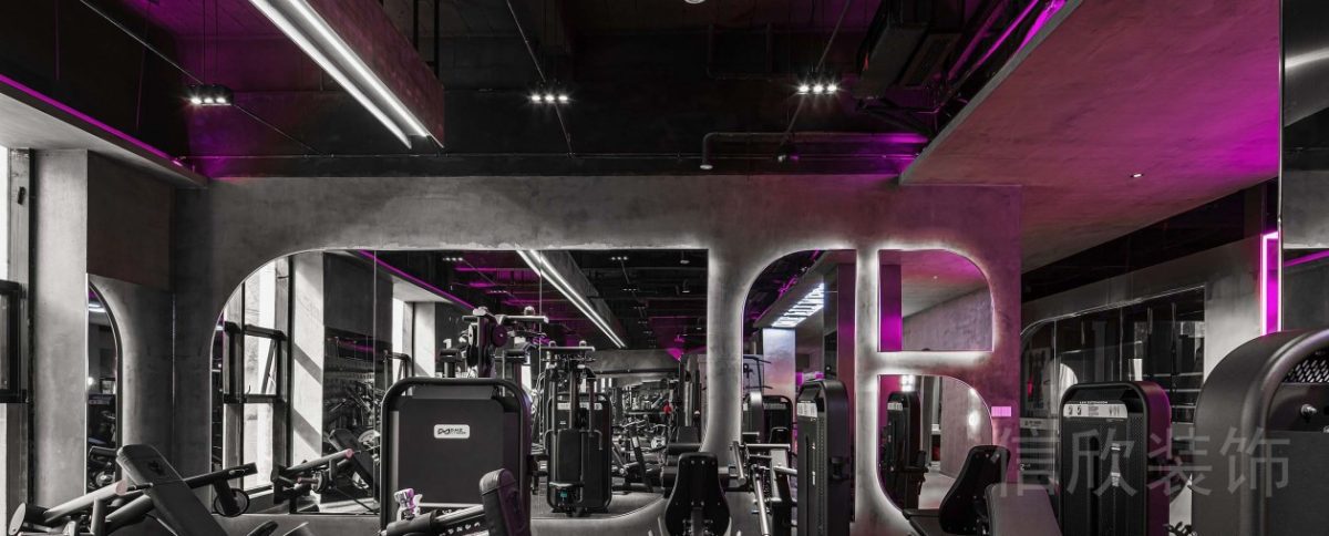鏡面創(chuàng)意造型墻體設(shè)計(jì)健身房暗色系未來科技感裝修