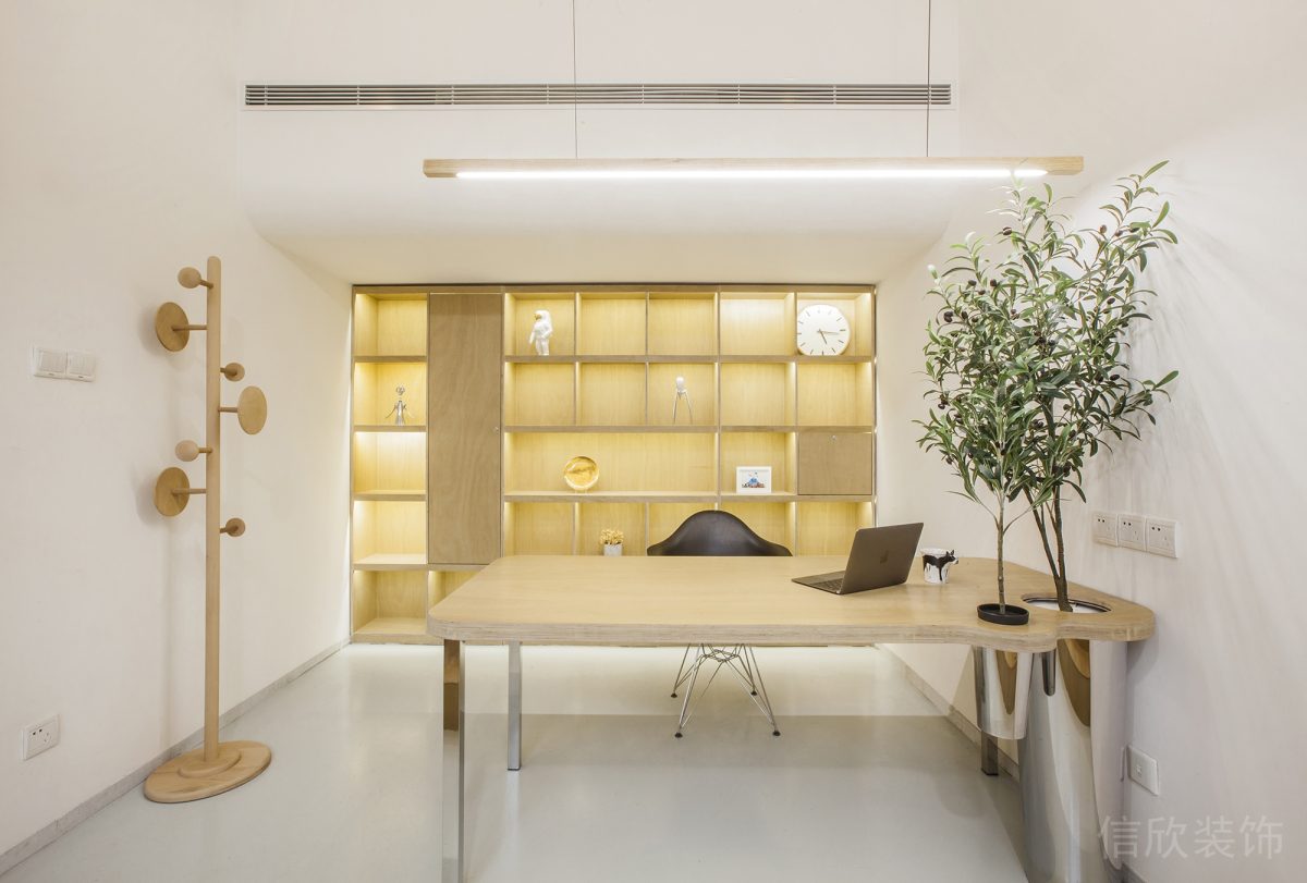 木質(zhì)收納柜led設(shè)計(jì)燈飾木桌裝修領(lǐng)導(dǎo)辦公室設(shè)計(jì)