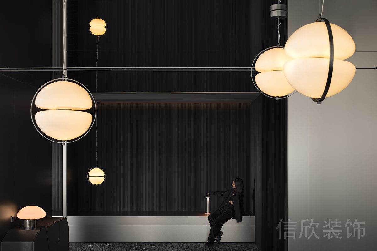 天花吊頂led燈飾設(shè)計(jì)圖裝修直線式黑色金屬長椅效果圖辦公室裝修設(shè)計(jì)