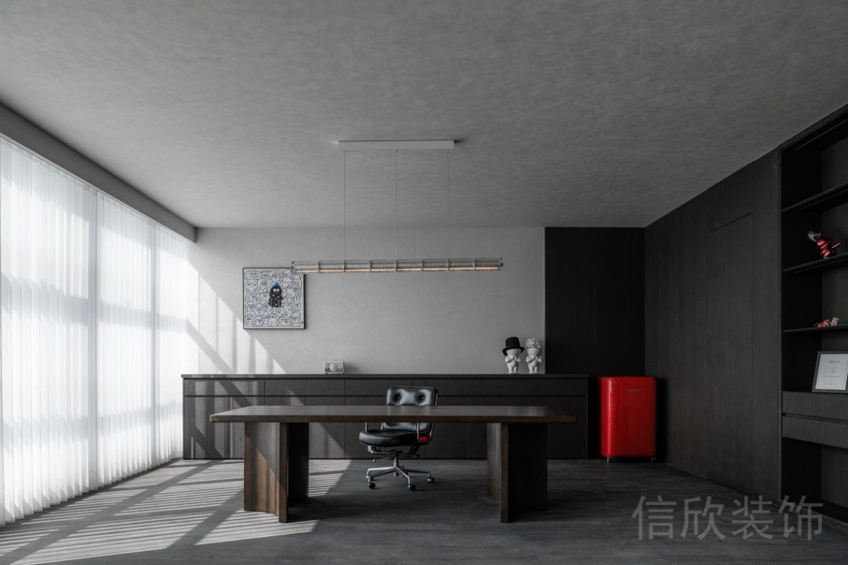 現(xiàn)代簡(jiǎn)約風(fēng)辦公室裝修設(shè)計(jì)財(cái)務(wù)辦公室設(shè)計(jì)定制深色木柜效果圖