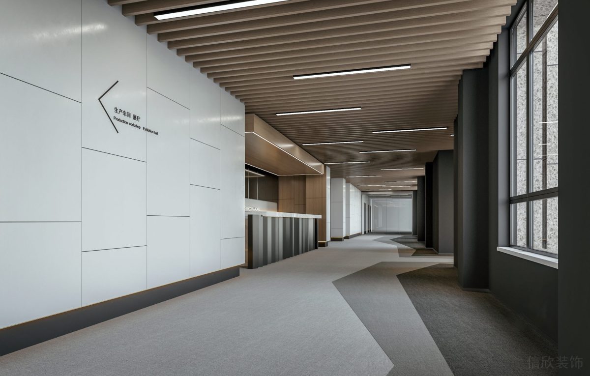 辦公室瓷磚效果過(guò)道設(shè)計(jì)白色光面效果地毯裝修