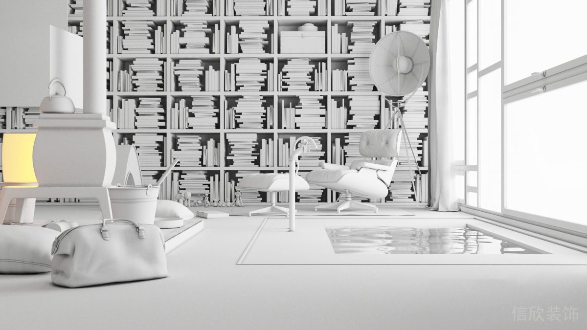 辦公室裝修設(shè)計(jì)3d渲染效果收納木柜裝修休息區(qū)