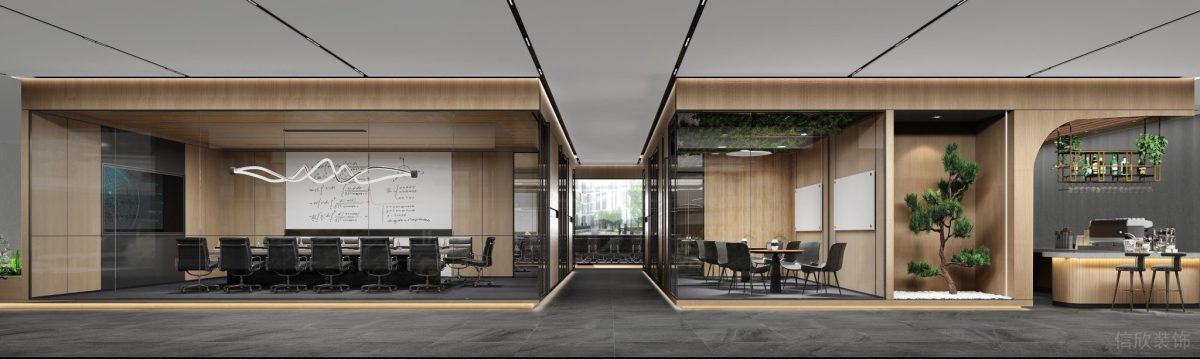 玻璃隔斷會(huì)議室裝修設(shè)計(jì)過道效果現(xiàn)代簡(jiǎn)約風(fēng)辦公室走廊