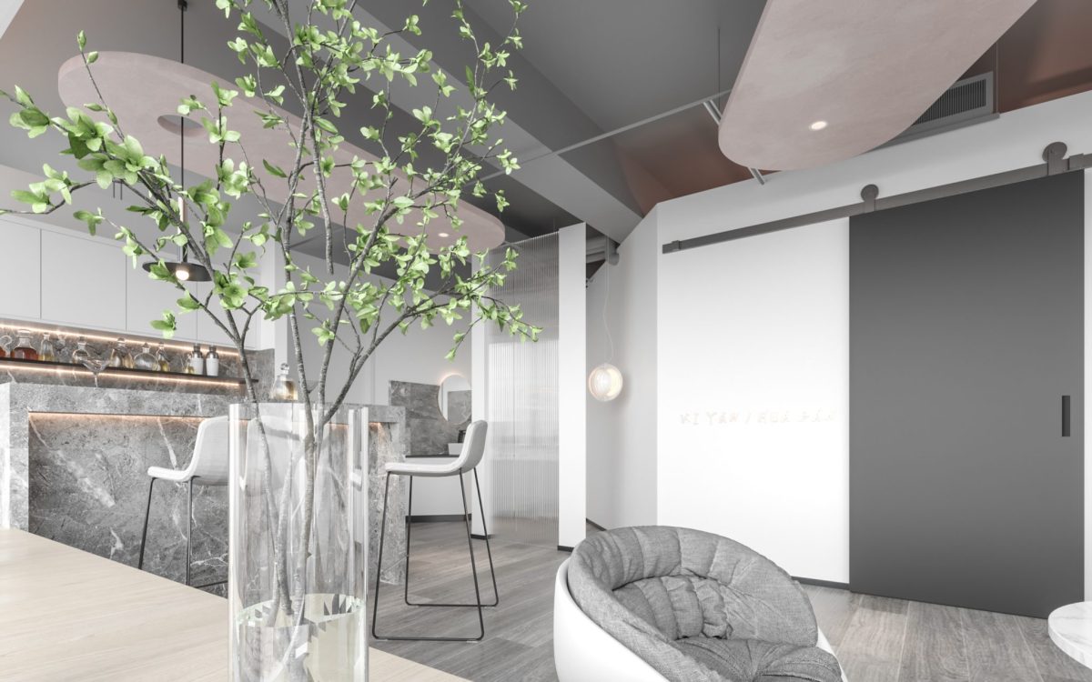 白色皮革高腳椅裝修灰色大理石桌面設(shè)計(jì)辦公室吧臺(tái)設(shè)計(jì)圖