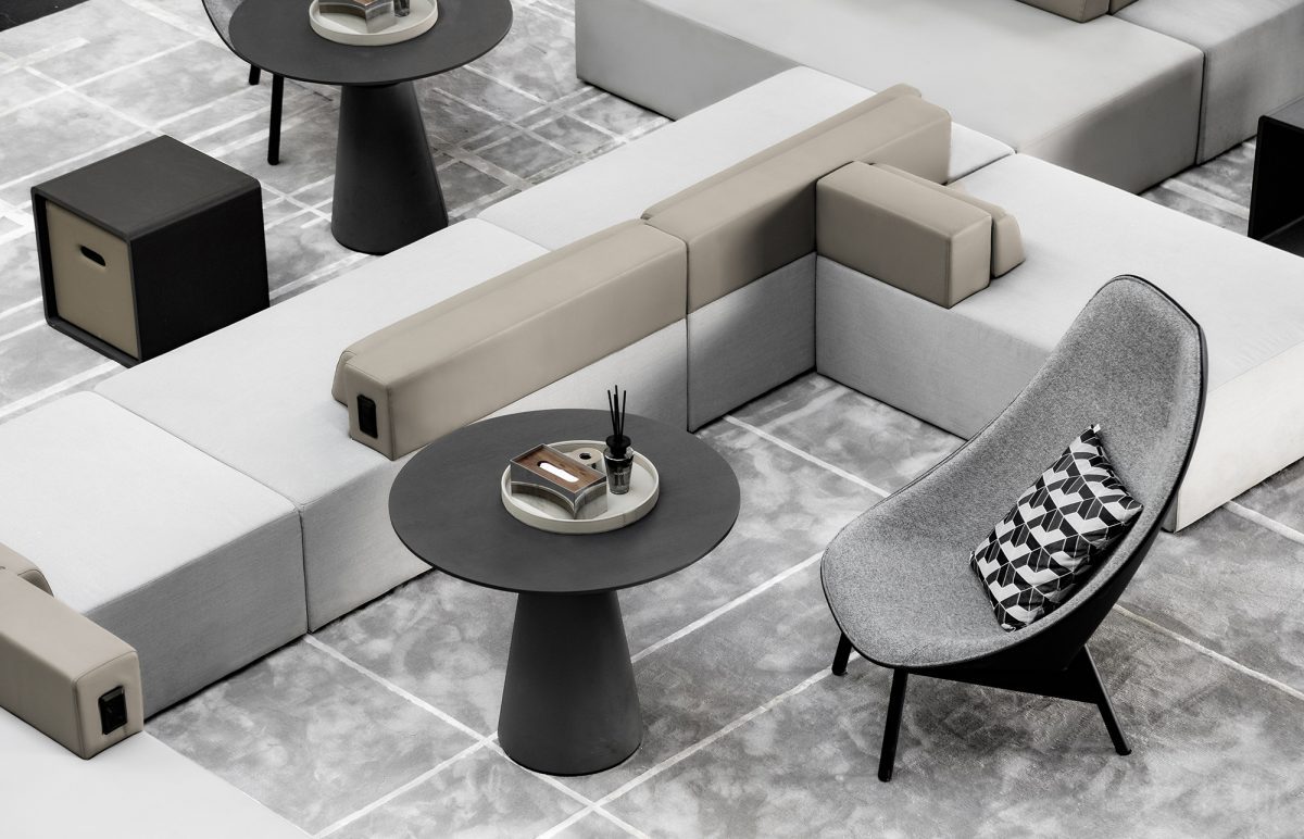 布藝沙發(fā)裝修效果灰色調休息區(qū)裝修效果辦公室