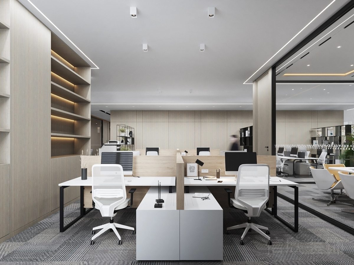 對(duì)稱式設(shè)計(jì)白色效果裝修多功能墻柜效果白色工位設(shè)計(jì)圖