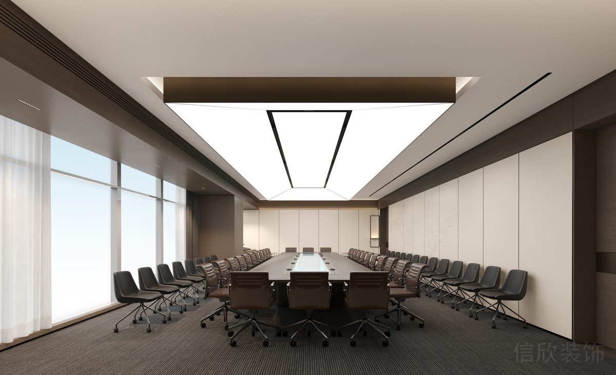會議室裝修深色木質(zhì)休息區(qū)效果裝修深色木飾面效果