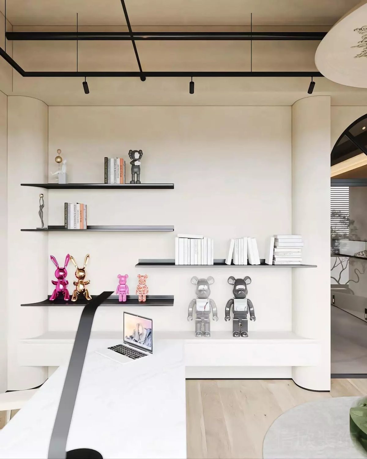 金屬置物板設(shè)計裝修白色效果簡約分辦公室裝修