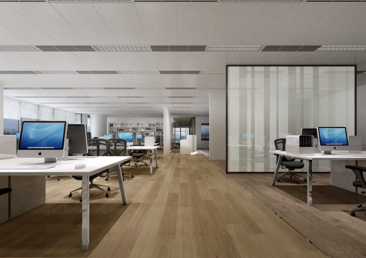 簡(jiǎn)約風(fēng)辦公室裝修金屬桌子設(shè)計(jì)效果黑色金屬邊框鋁合天花