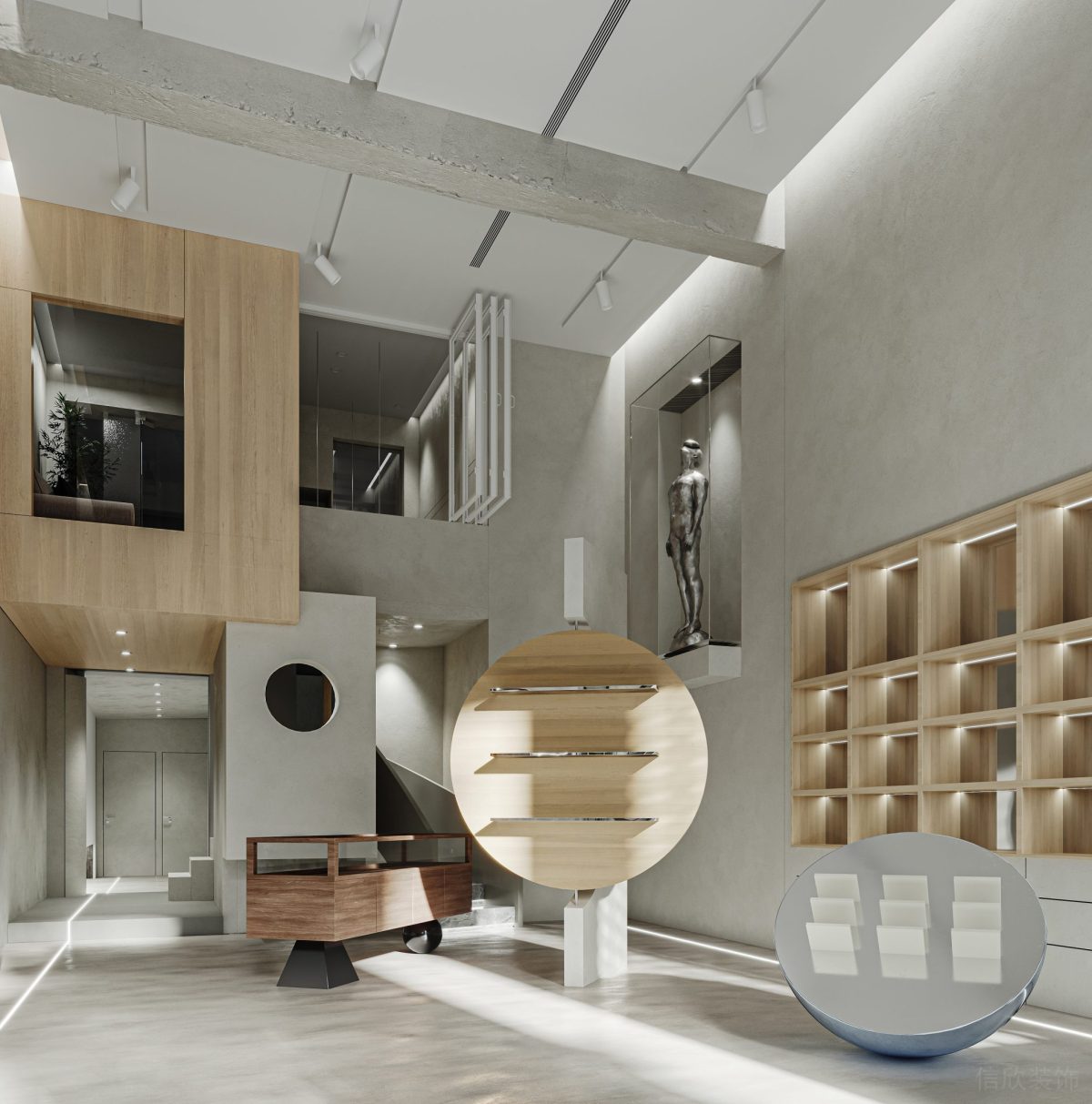 可移動式內(nèi)嵌式射燈裝修排列式圓形筒燈設(shè)計效果圖