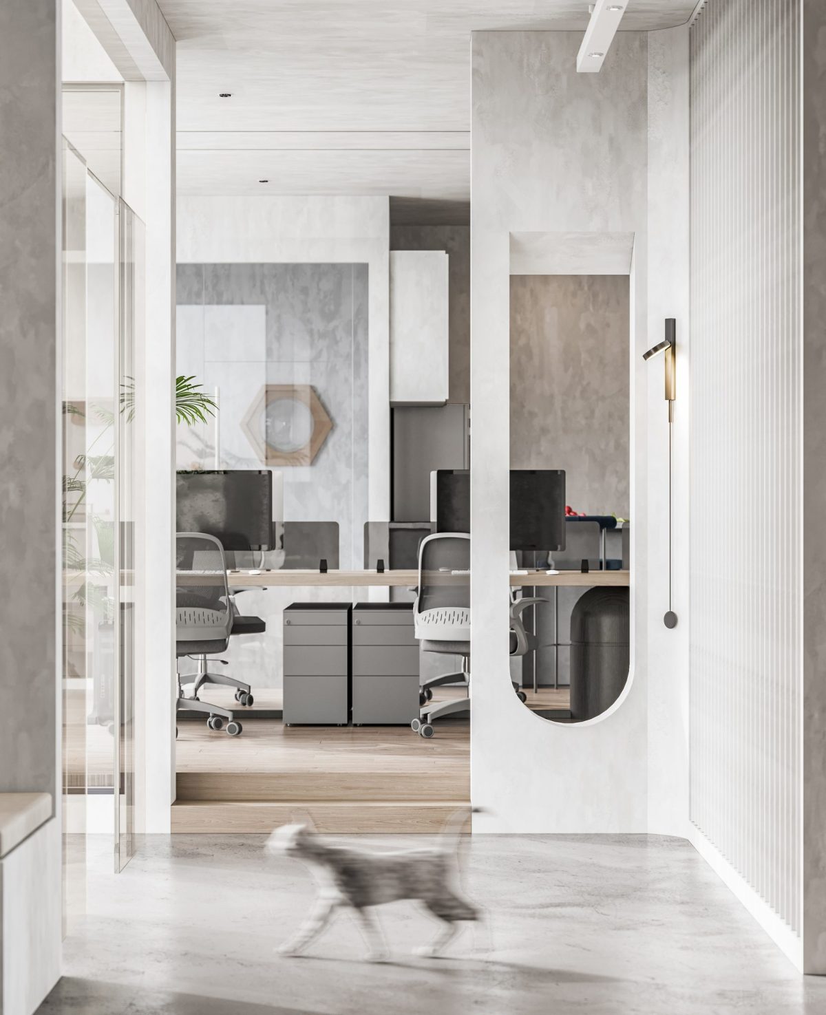 鏤空墻體隔斷白色效果過辦公室設(shè)計(jì)