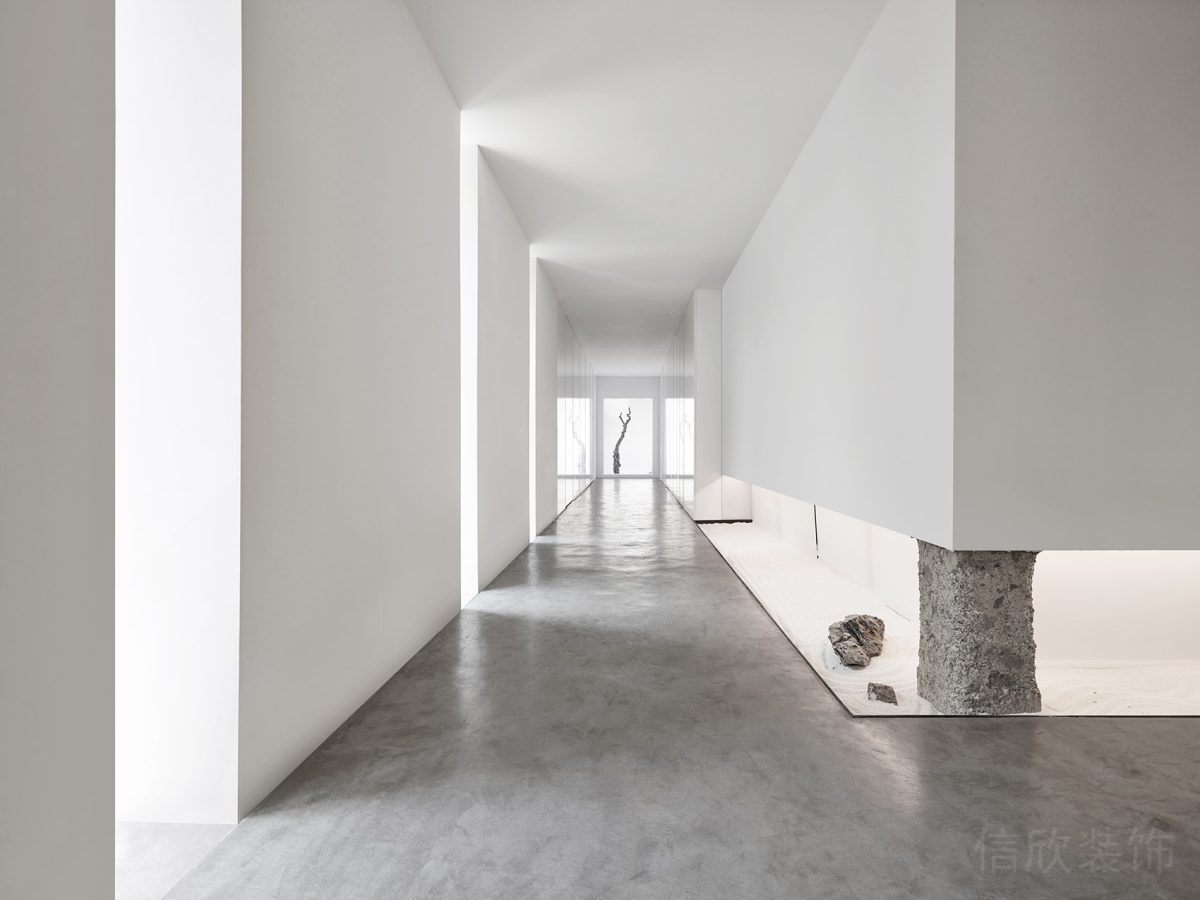 鏤空設(shè)計(jì)白色效果過(guò)道辦公室走廊裝修灰色調(diào)pvc效果圖