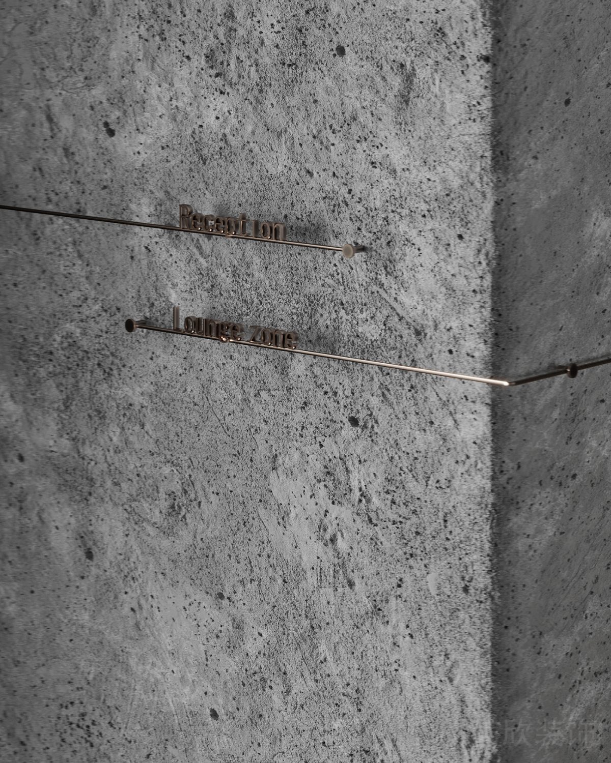 玫瑰金字體設計現(xiàn)代工業(yè)風公寓大堂設計效果裝修指引墻體裝修