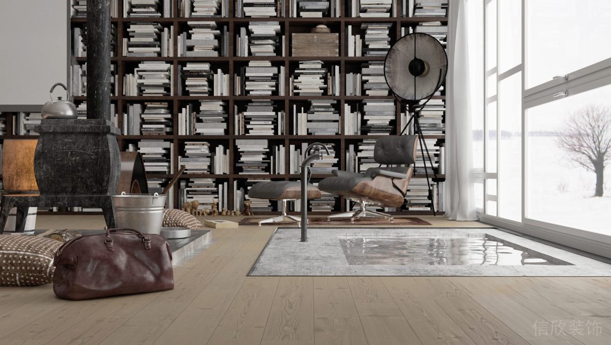 木飾地板效果收納定制書柜裝修辦公室裝修