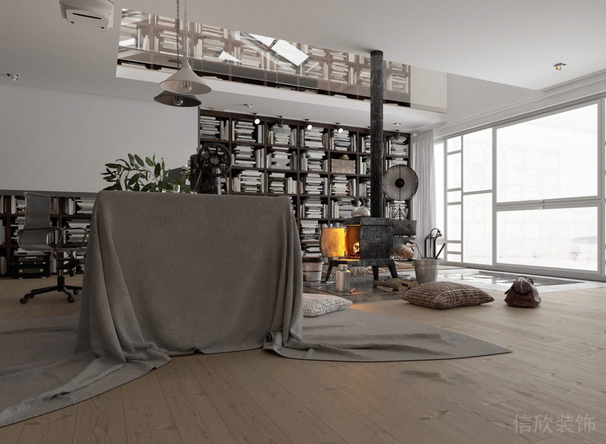 木飾面地板裝修設(shè)計(jì)辦公室工作區(qū)書(shū)房效果