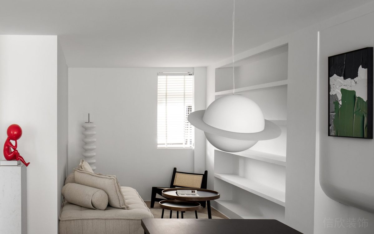 日式棉麻布藝沙發(fā)裝修白色儲(chǔ)物柜效果圖辦公室員工開放式效果