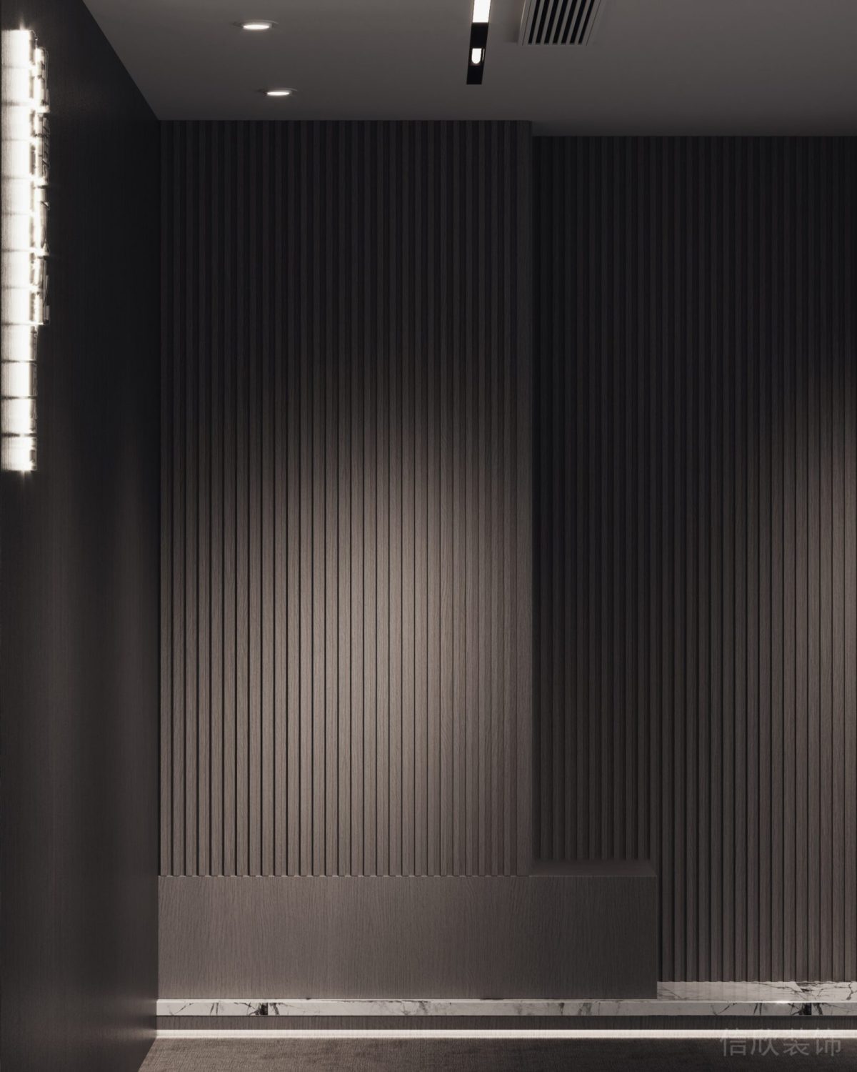 深色木飾面裝修過道辦公室設(shè)計極簡風(fēng)效果