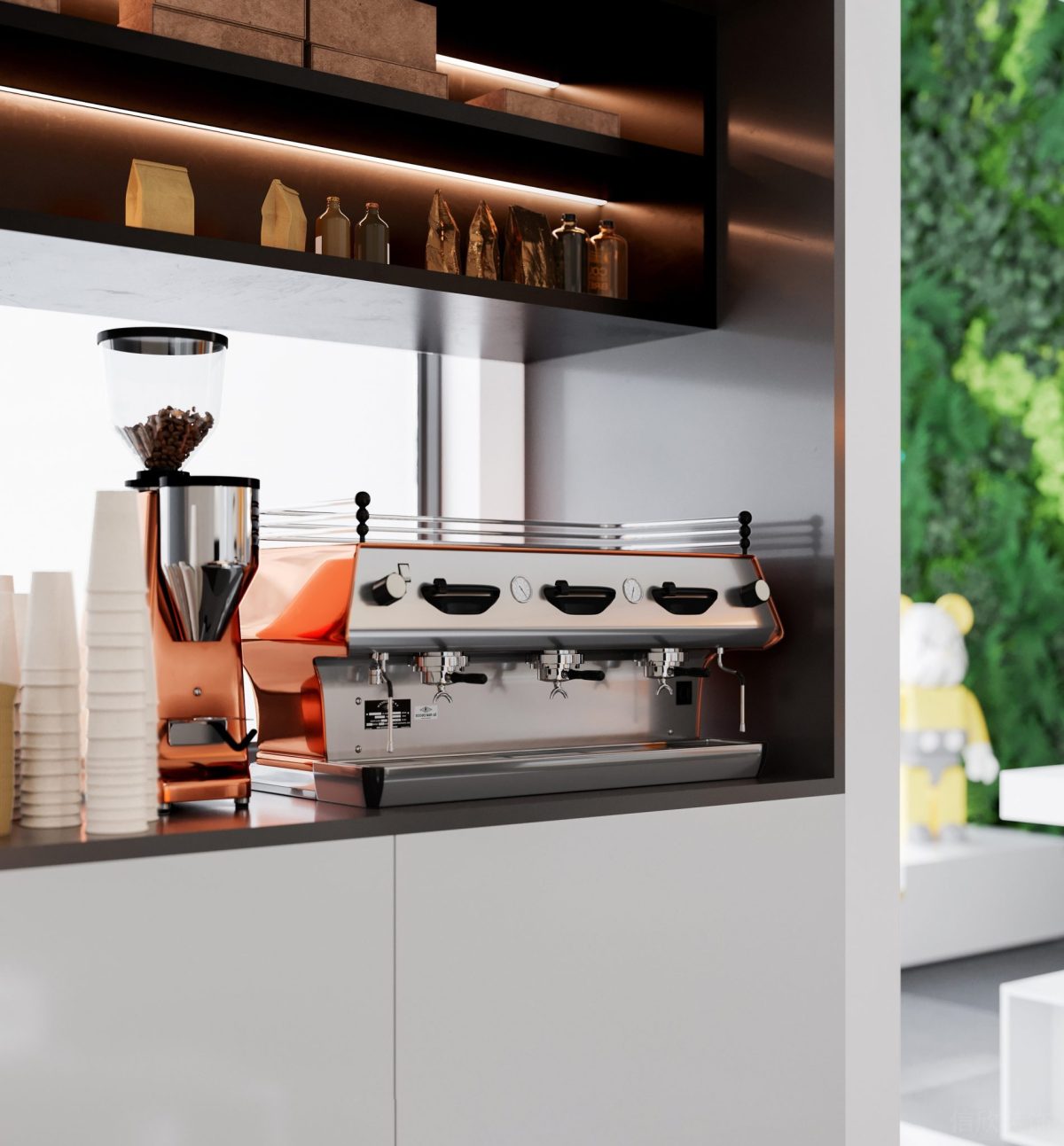 深色置物柜設(shè)計(jì)白色置物柜裝修辦公室設(shè)計(jì)效果圖