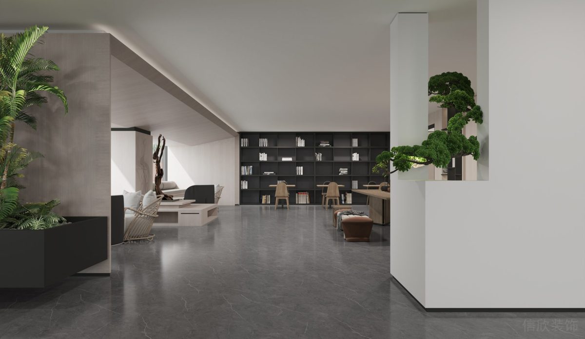 微景觀設(shè)計(jì)鏤空墻體隔斷設(shè)計(jì)pvc過(guò)道黑色墻體書柜工作室簡(jiǎn)約設(shè)計(jì)