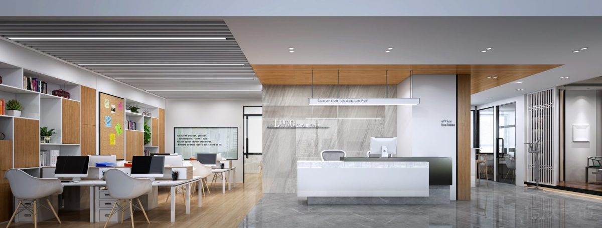 意大利設計裝修前臺區(qū)設計天花鏤空設計燈飾效果圖