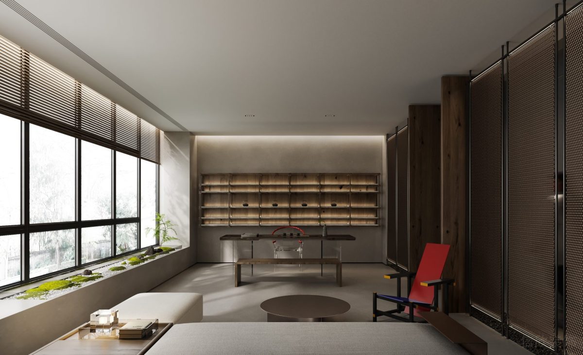 總監(jiān)辦公室裝修設(shè)計(jì)獨(dú)立工位效果收納內(nèi)嵌式木質(zhì)柜裝修微景觀飄窗設(shè)計(jì)