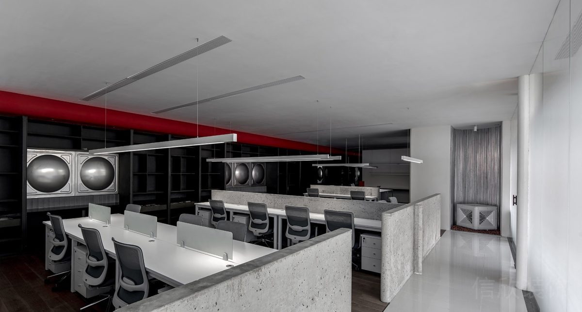 辦公室裝修效果金屬天花吊頂效果裝修灰色調(diào)效果圖