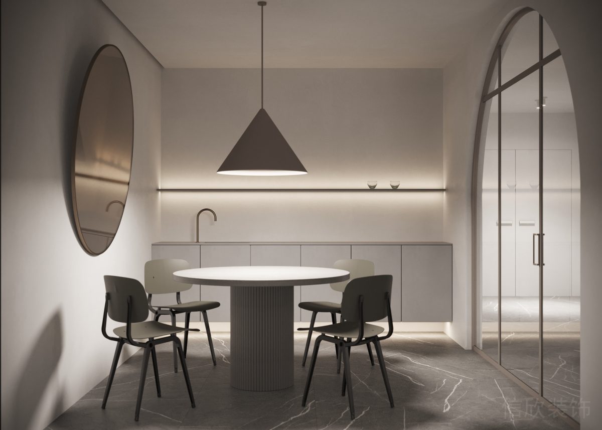 隔音玻璃拱形法式藝術(shù)窗戶設(shè)計深圳辦公室裝修茶水間休息區(qū)效果