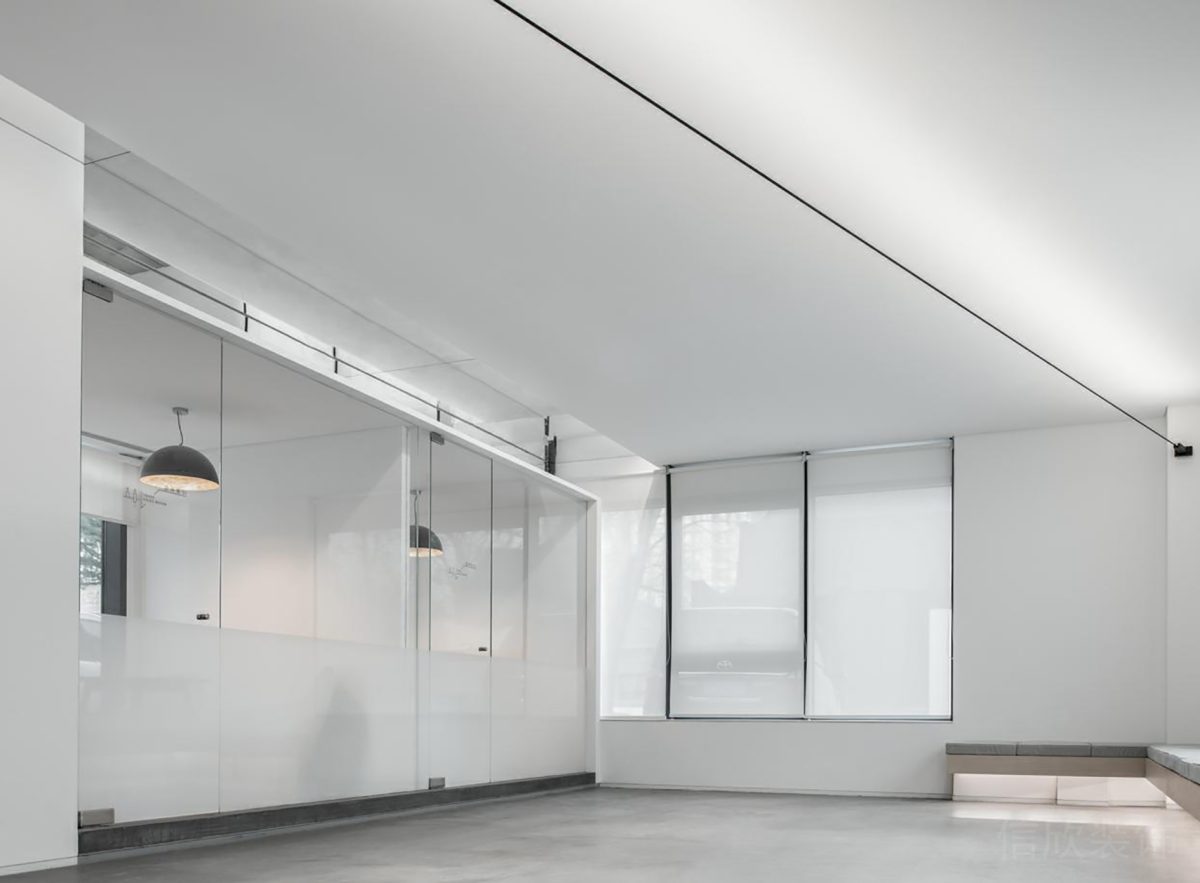 現(xiàn)代簡(jiǎn)約風(fēng)辦公室白色半墻磨砂·隔斷玻璃墻體大廳過(guò)道設(shè)計(jì)效果